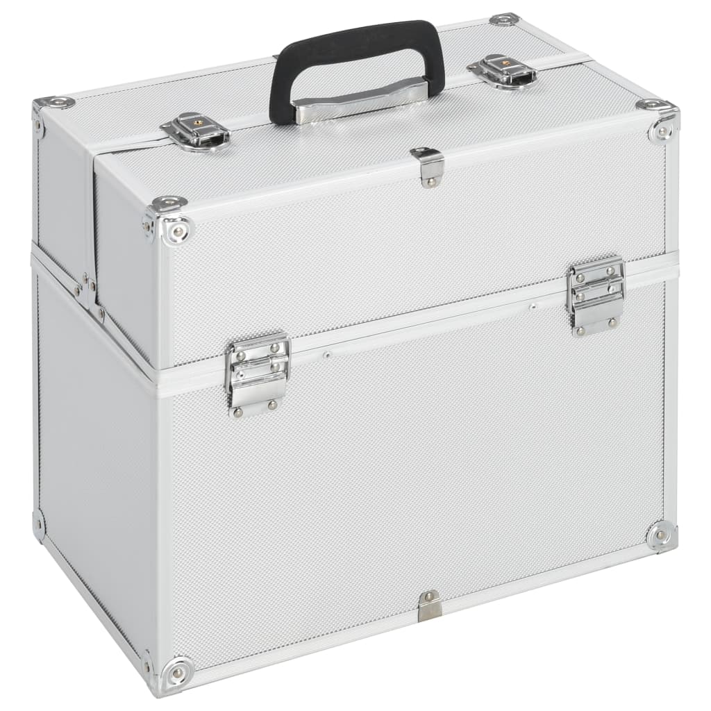 Vidaxl Make -up -Koffer 38x23x34 cm Aluminium Silber gefärbt