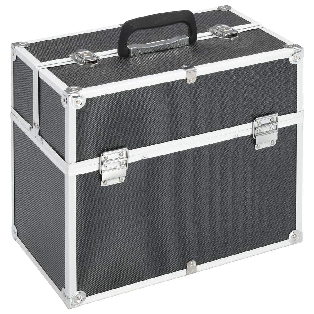 Vidaxl Make -up -Koffer 37x24x35 cm Aluminium Schwarz