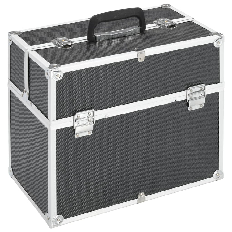 Vidaxl Make -up -Koffer 37x24x35 cm Aluminium Schwarz