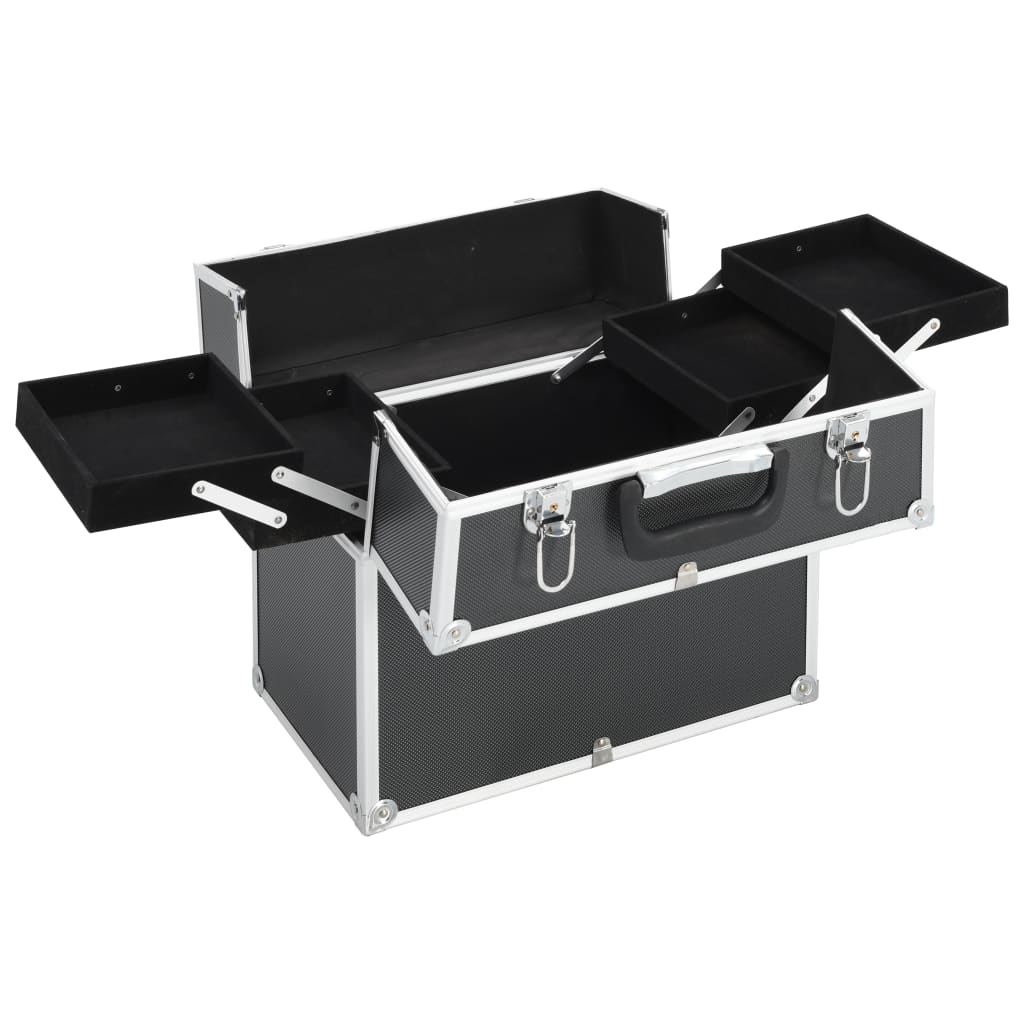 Vidaxl Make -up -Koffer 37x24x35 cm Aluminium Schwarz