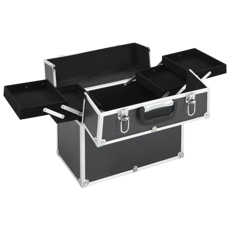 Vidaxl Make -up -Koffer 37x24x35 cm Aluminium Schwarz