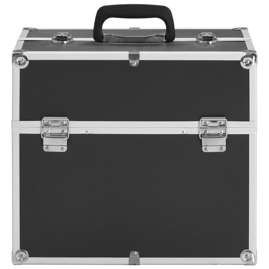 Vidaxl Make -up -Koffer 37x24x35 cm Aluminium Schwarz