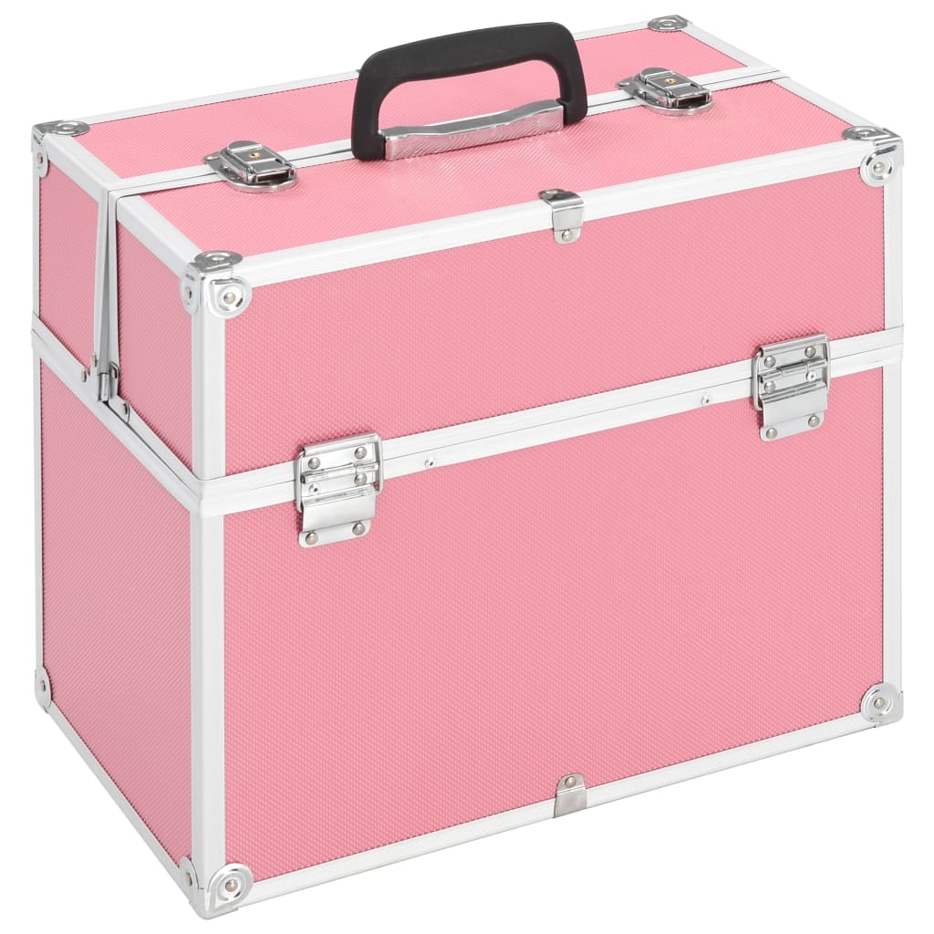 Vidaxl Make -up -Koffer 37x24x35 cm Aluminiumrosa