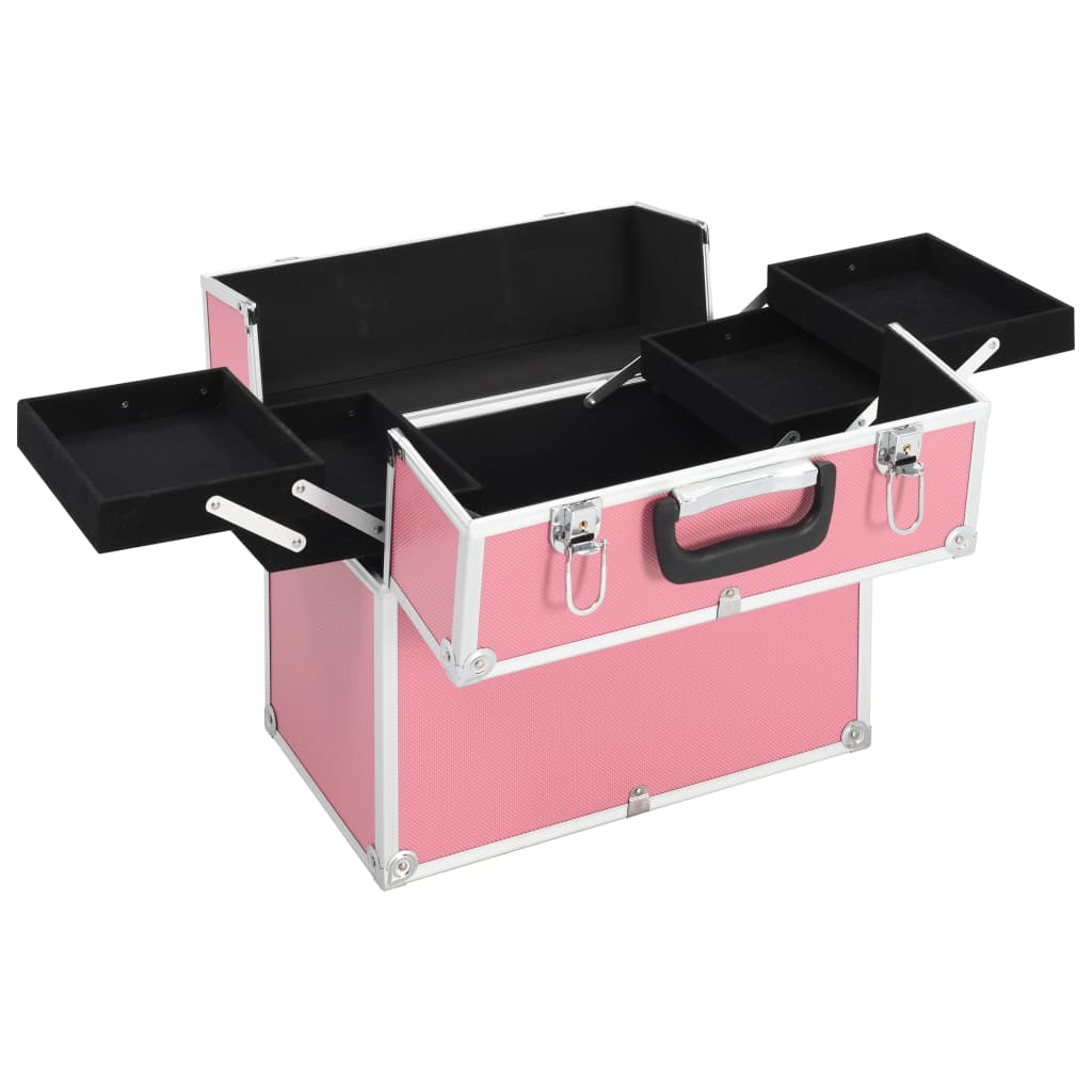 Vidaxl Make -up -Koffer 37x24x35 cm Aluminiumrosa