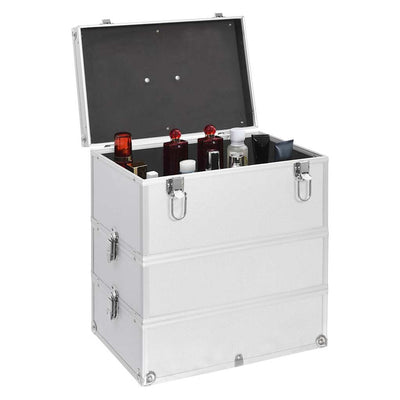 Vidaxl Make -up -Koffer 37x24x40 cm Aluminium Silber gefärbt