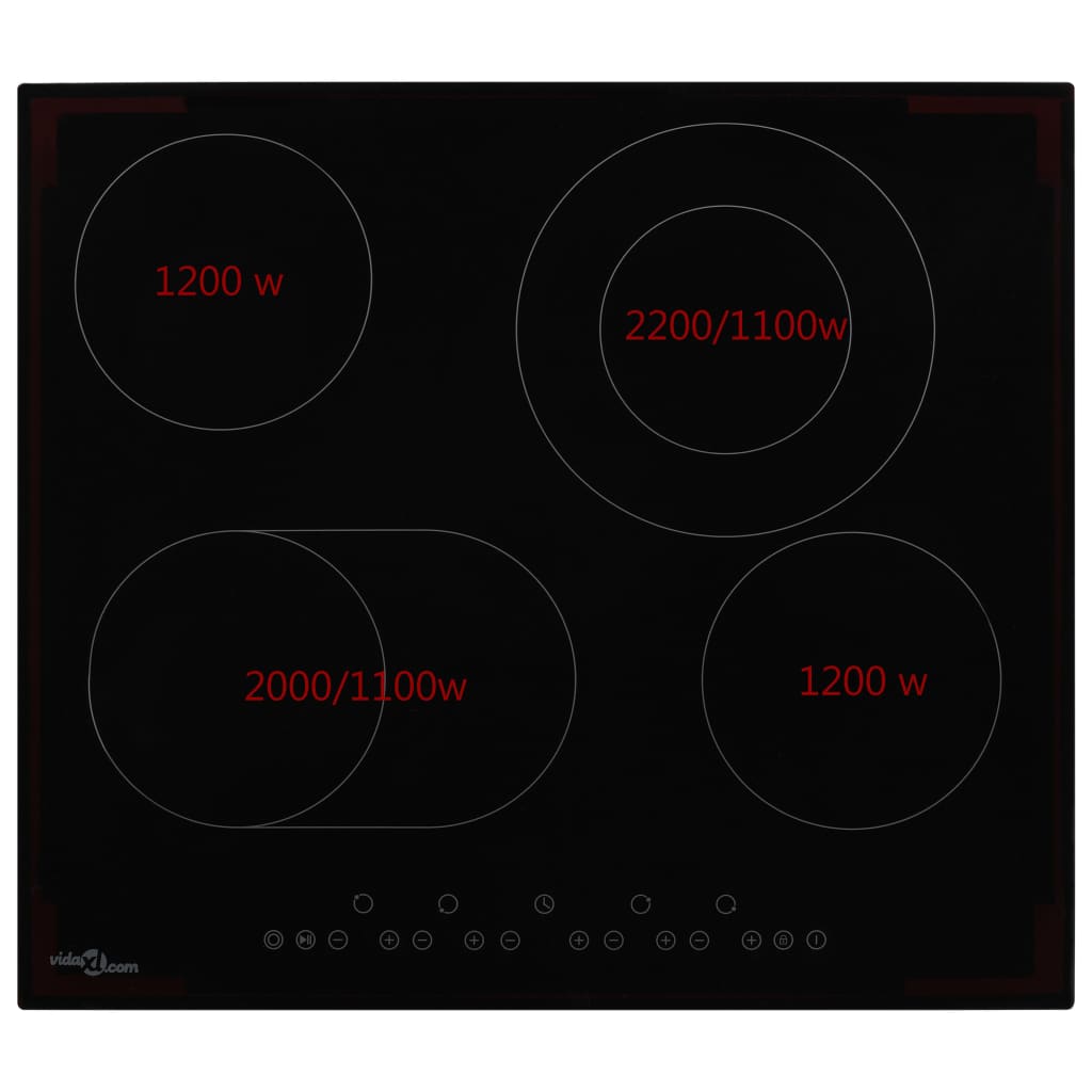 Vidaxl Keramik -Kochfeld mit 4 Kochzonen Touch Control 6600 W