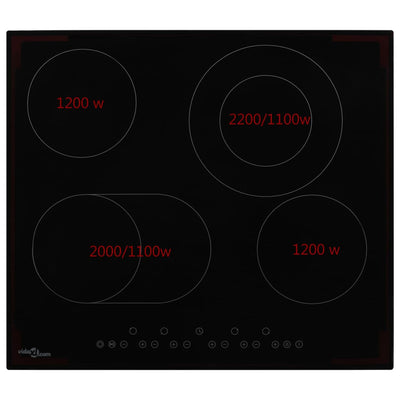 Vidaxl Keramik -Kochfeld mit 4 Kochzonen Touch Control 6600 W