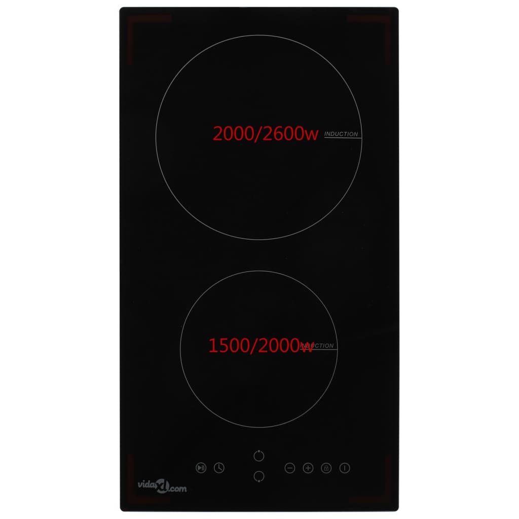VIDAXL -Induktionskochfeld mit 2 Kochzonen Touch Control 3500 W Glas