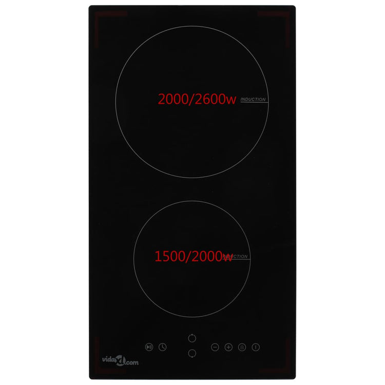 VIDAXL -Induktionskochfeld mit 2 Kochzonen Touch Control 3500 W Glas