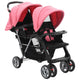 Vidaxl Pram Doppelstahlrosa und schwarz