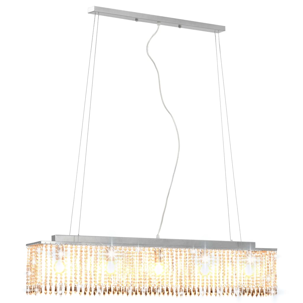 Vidaxl Deckenlampe mit Kristallperlen 104 cm silberfarben