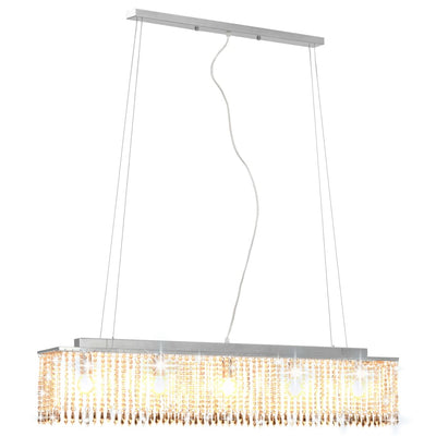 Vidaxl Deckenlampe mit Kristallperlen 104 cm silberfarben