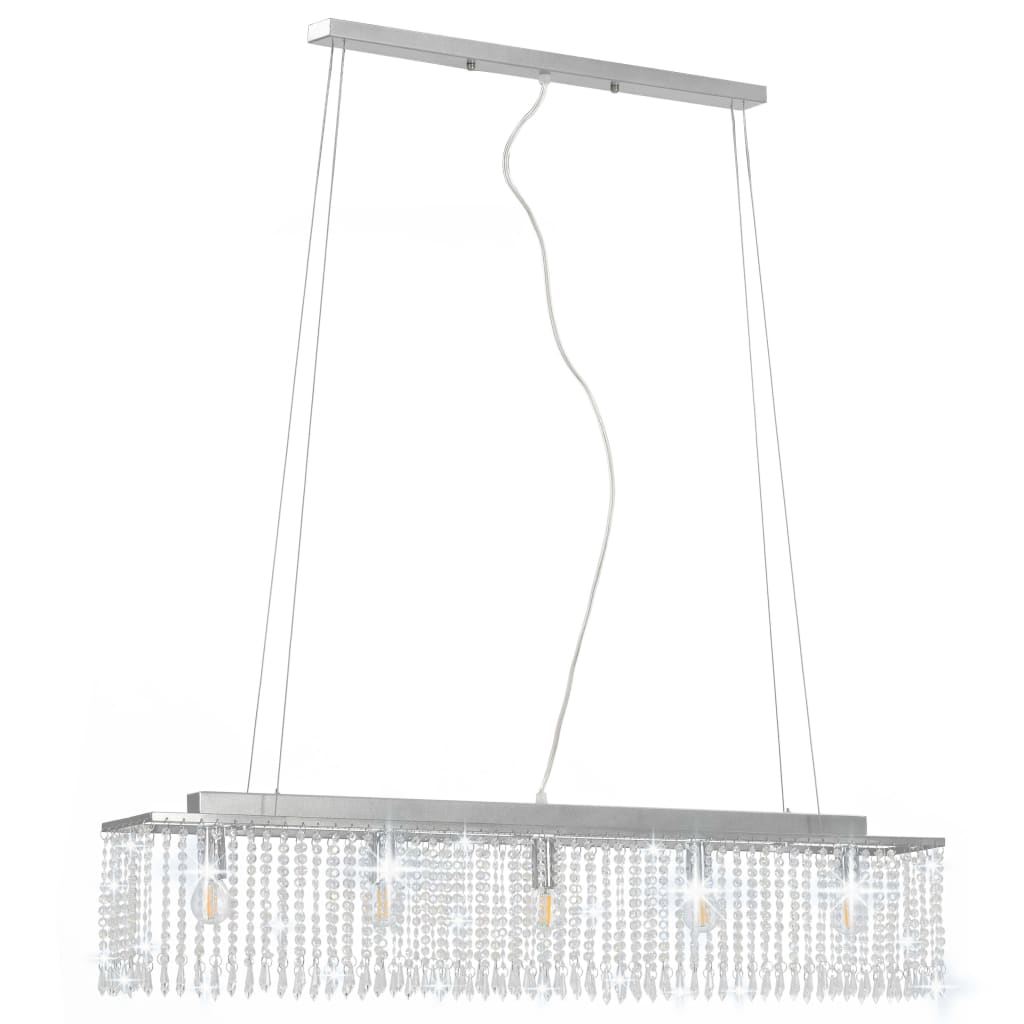 Vidaxl Deckenlampe mit Kristallperlen 104 cm silberfarben