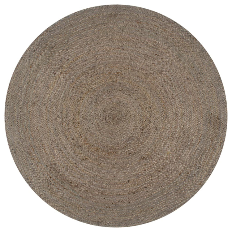 Vidaxl Teppich handgefertigt um 90 cm Jute Grau