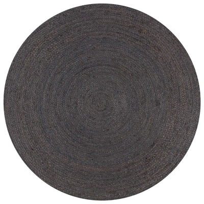 Vidaxl Teppich handgefertigt um 90 cm Jute dunkelgrau