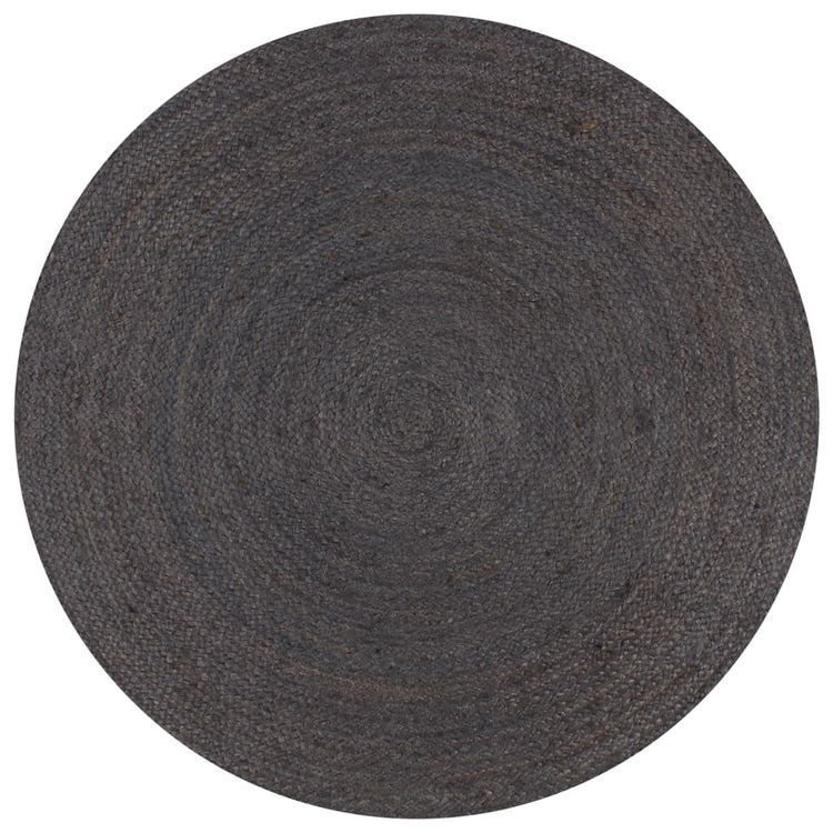 Vidaxl Teppich handgefertigt um 90 cm Jute dunkelgrau