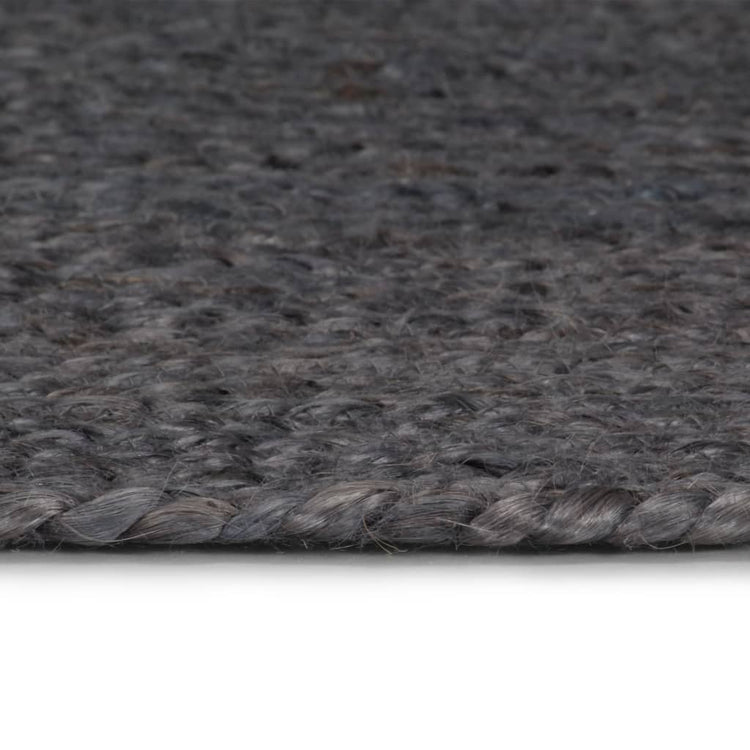 Vidaxl Teppich handgefertigt um 90 cm Jute dunkelgrau