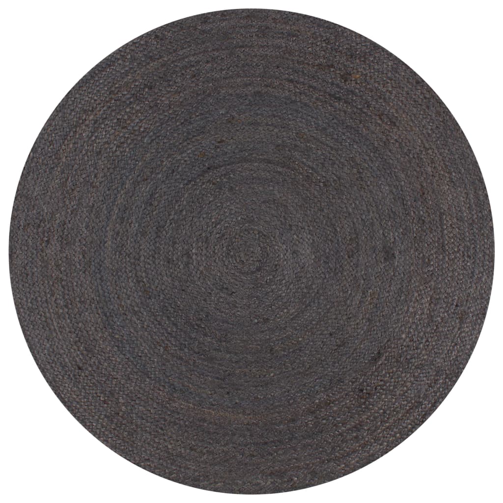 Vidaxl Teppich handgefertigt um 150 cm Jute dunkelgrau
