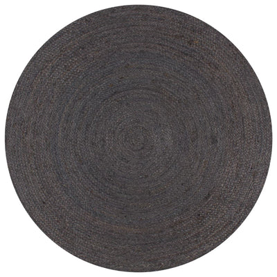 Vidaxl Teppich handgefertigt um 150 cm Jute dunkelgrau