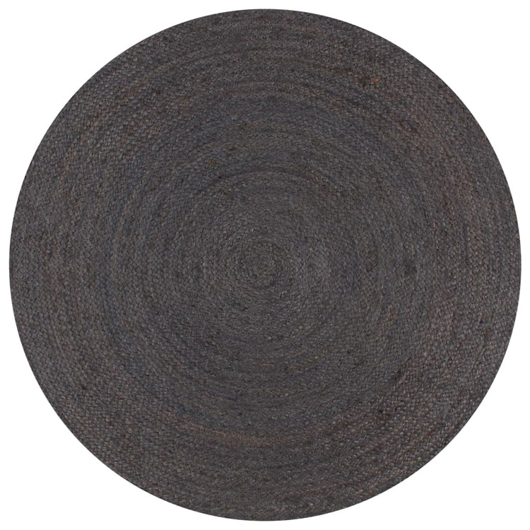 Vidaxl Teppich handgefertigt um 150 cm Jute dunkelgrau
