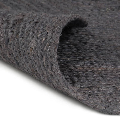 Vidaxl Teppich handgefertigt um 150 cm Jute dunkelgrau