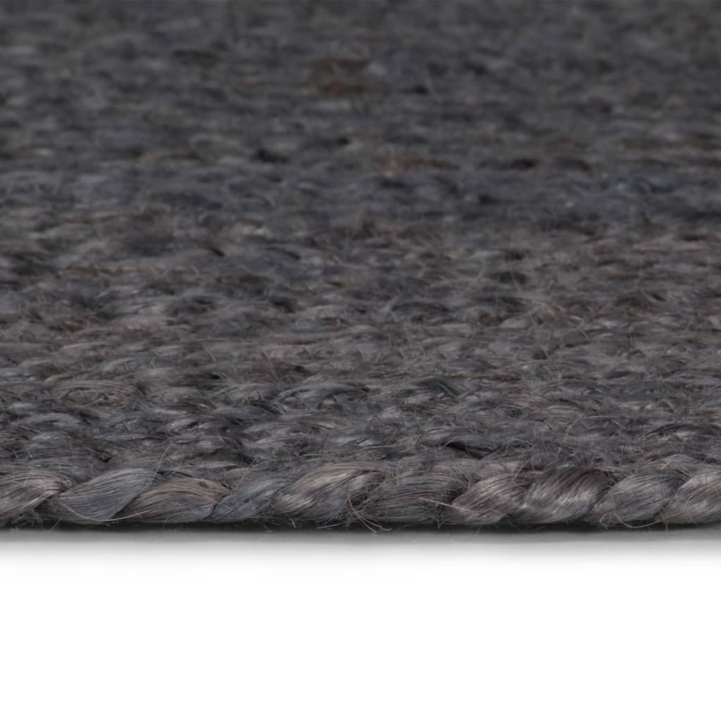 Vidaxl Teppich handgefertigt um 150 cm Jute dunkelgrau