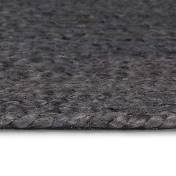 Vidaxl Teppich handgefertigt um 150 cm Jute dunkelgrau