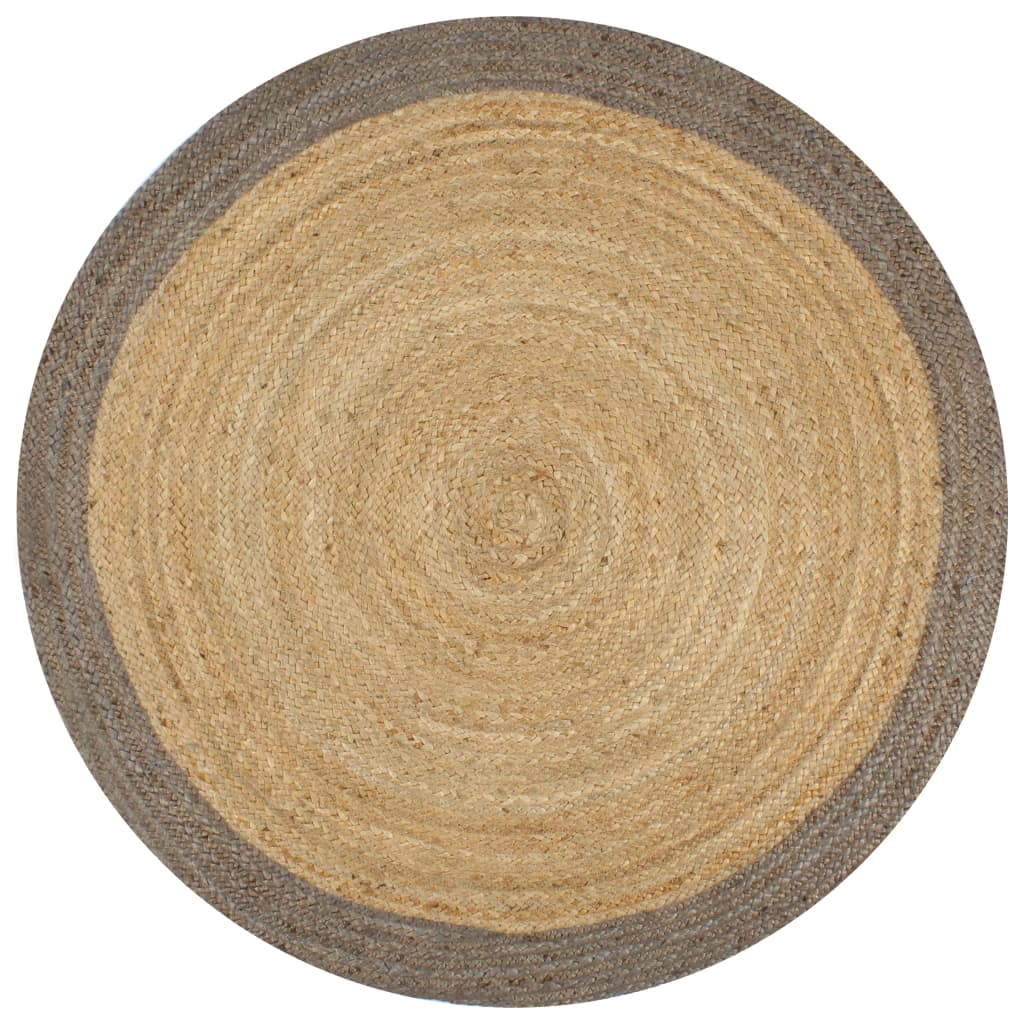 Vidaxl Teppich handgefertigt mit grauem Rand 90 cm Jute