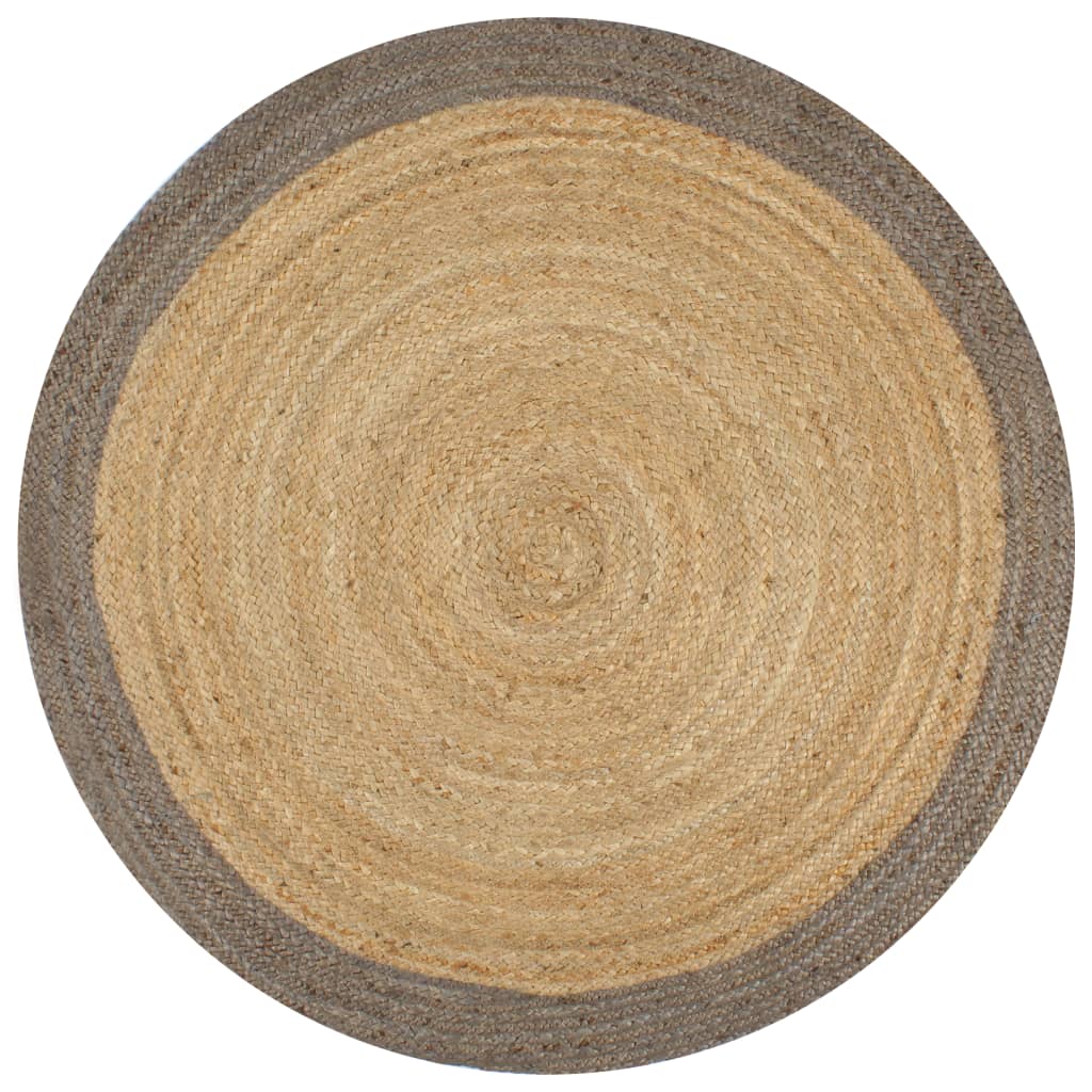 Vidaxl Teppich handgefertigt mit grauen Rand 120 cm Jute