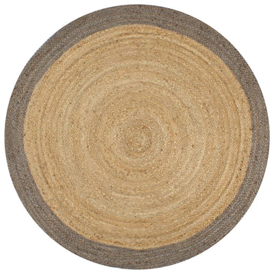 Vidaxl Teppich handgefertigt mit grauen Rand 120 cm Jute