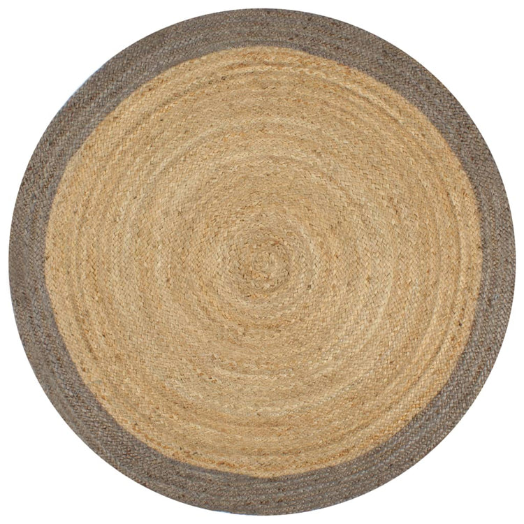 Vidaxl Teppich handgefertigt mit grauen Rand 120 cm Jute