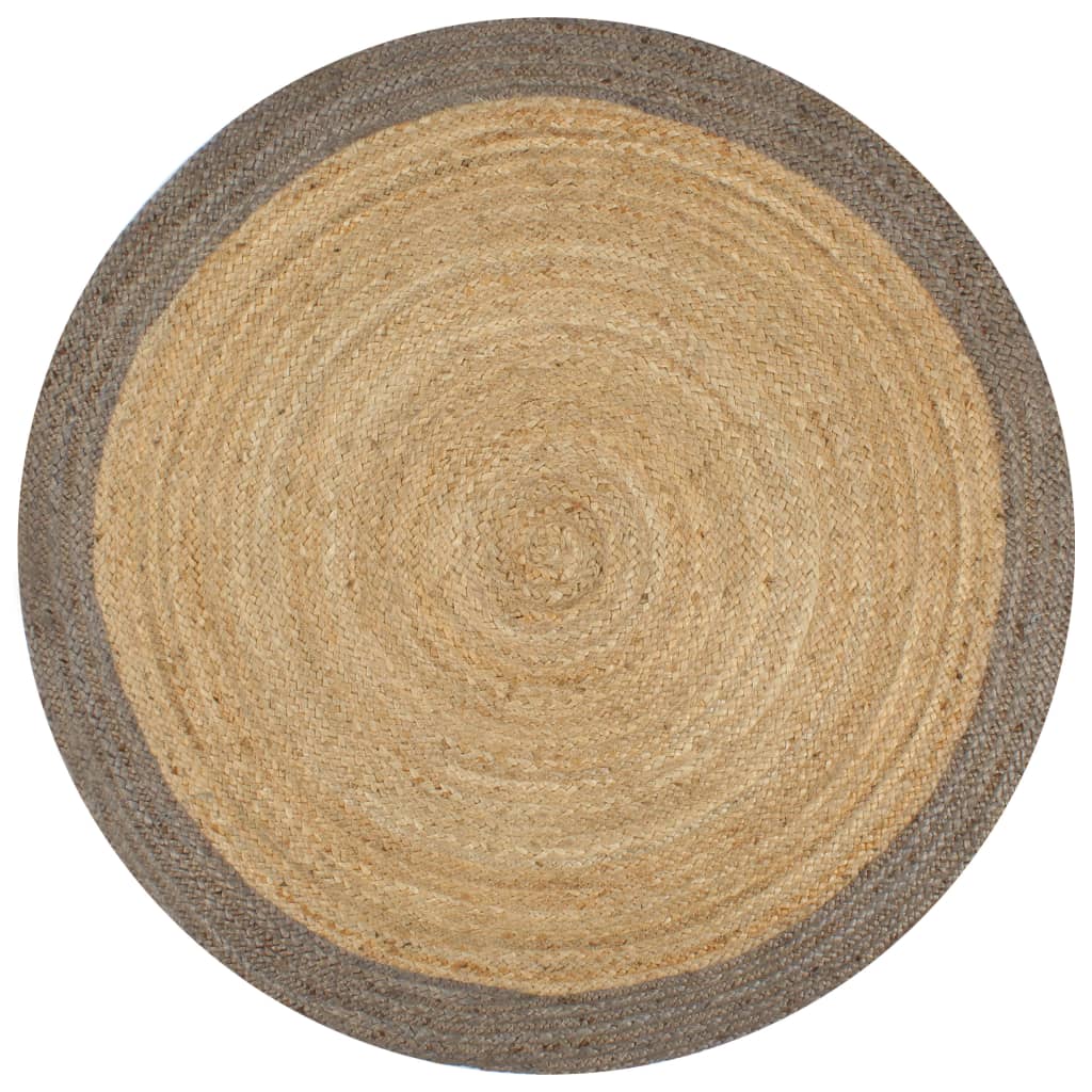 Vidaxl Teppich handgefertigt mit grauer Kante 150 cm Jute