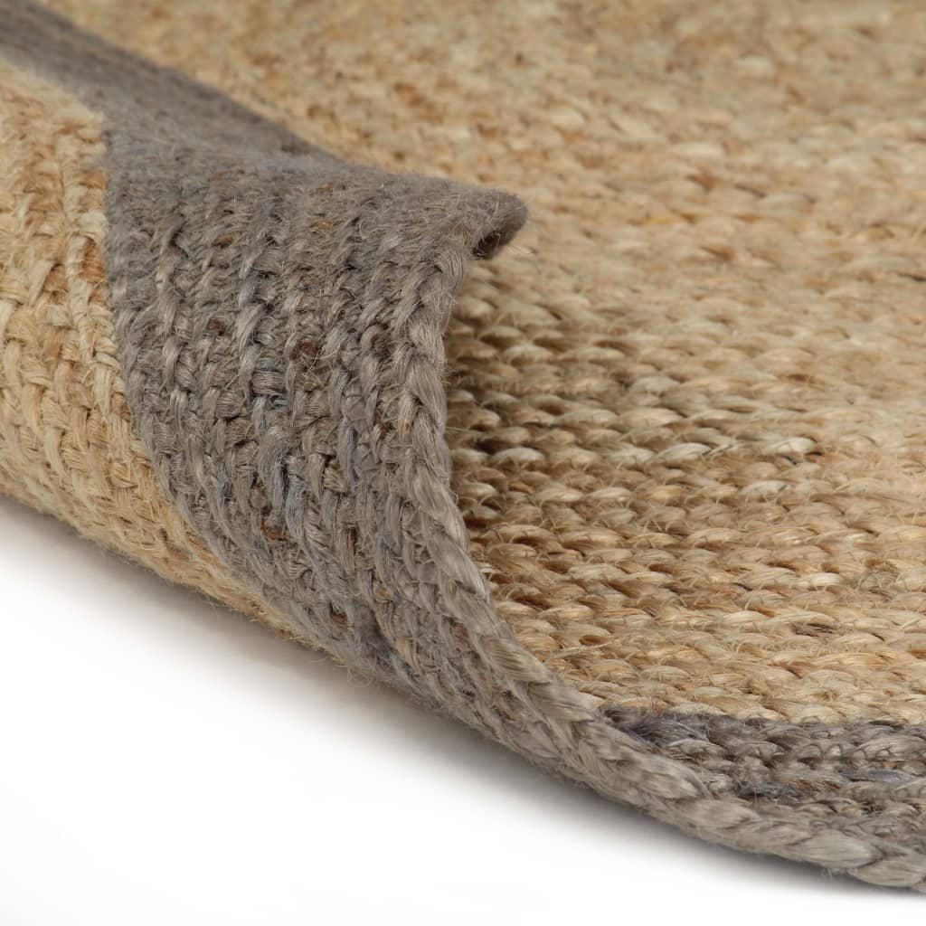 Vidaxl Teppich handgefertigt mit grauer Kante 150 cm Jute