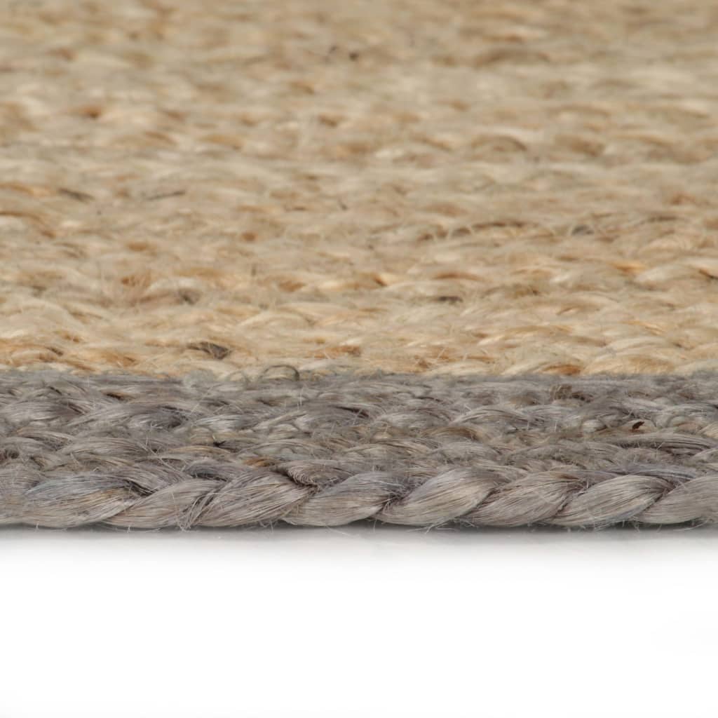 Vidaxl Teppich handgefertigt mit grauer Kante 150 cm Jute