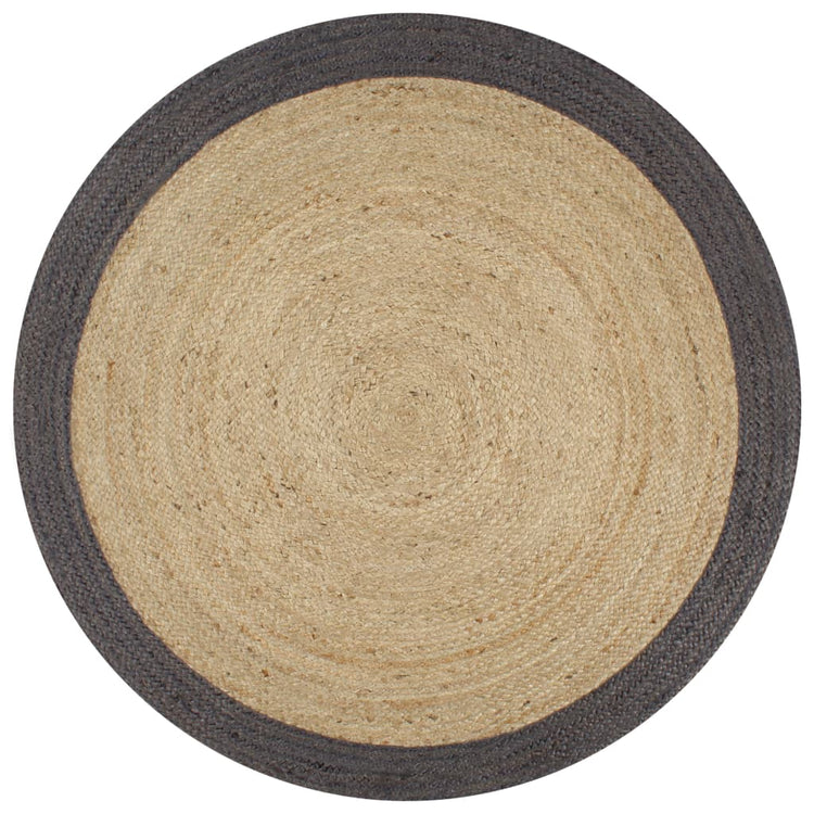 Vidaxl Teppich handgefertigt mit dunkelgrauem Rand 90 cm Jute