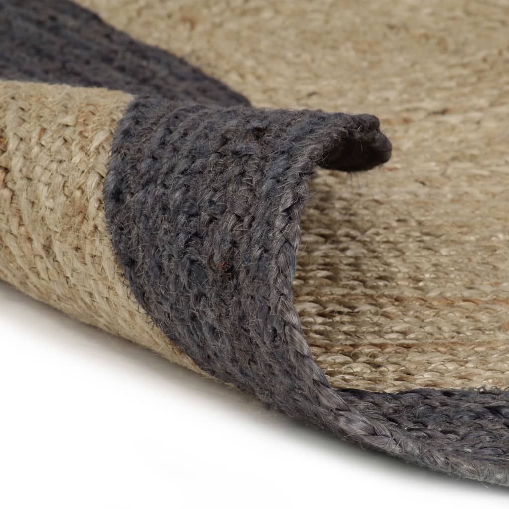 Vidaxl Teppich handgefertigt mit dunkelgrauem Rand 90 cm Jute