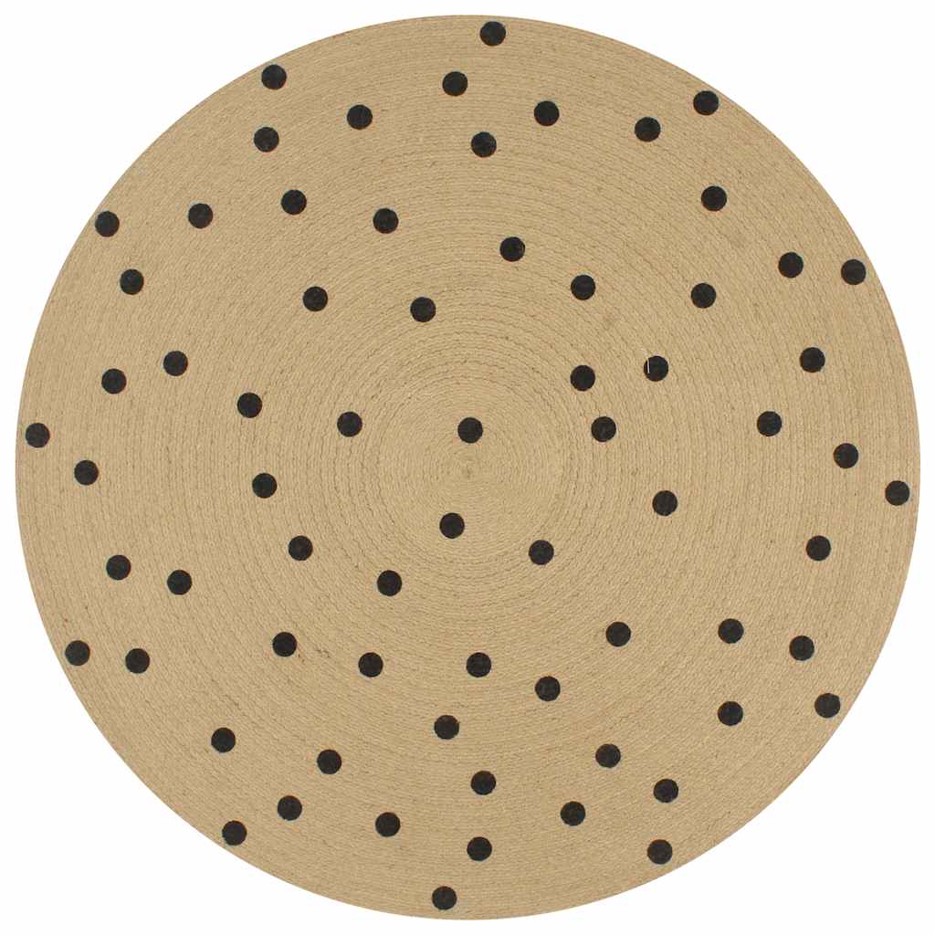 Vidaxl Teppich handgefertigt mit Print Polkadot 90 cm Jute