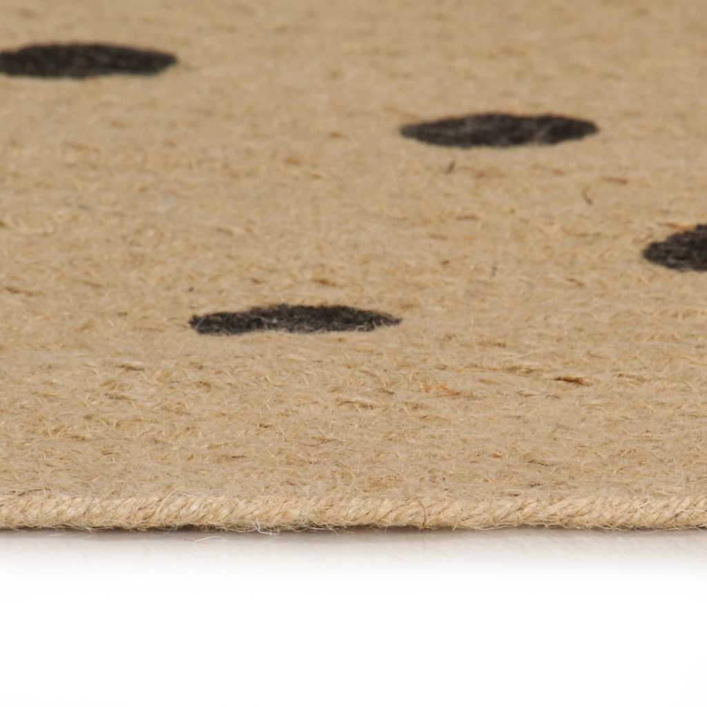 Vidaxl Teppich handgefertigt mit Print Polkadot 90 cm Jute