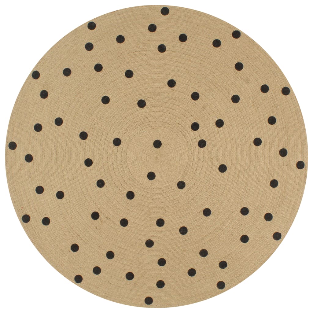 Vidaxl Teppich handgefertigt mit Print Polkadot 150 cm Jute