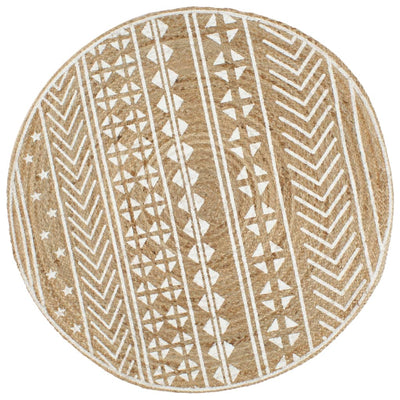 Vidaxl Teppich handgefertigt mit weißem Druck 90 cm Jute