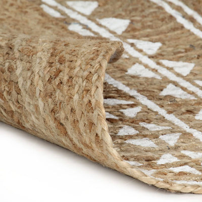 Vidaxl Teppich handgefertigt mit weißem Druck 90 cm Jute