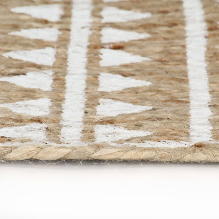Vidaxl Teppich handgefertigt mit weißem Druck 150 cm Jute