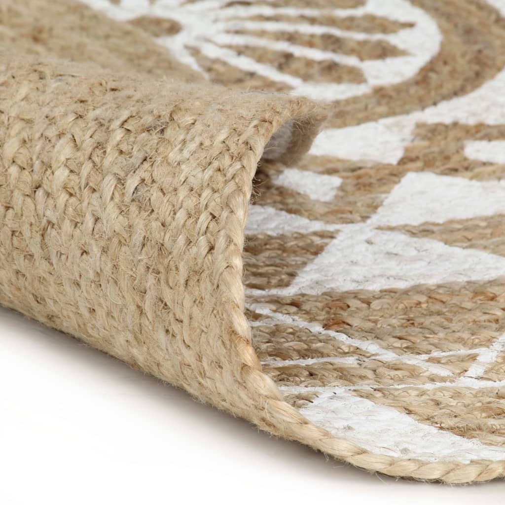 Vidaxl Teppich handgefertigt mit weißem Druck 90 cm Jute