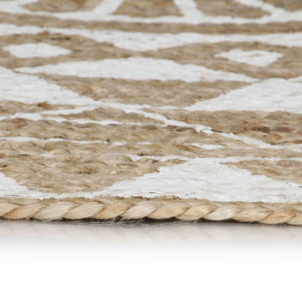 Vidaxl Teppich handgefertigt mit weißem Druck 120 cm Jute