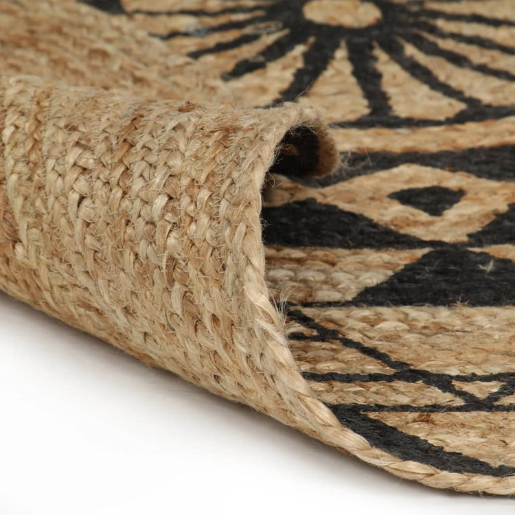 Vidaxl Teppich handgefertigt mit schwarzem Druck 90 cm Jute