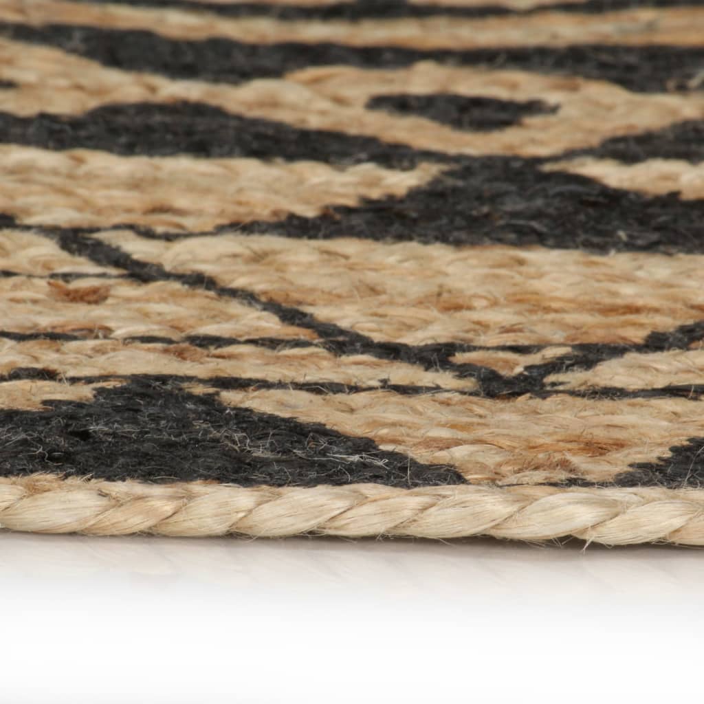 Vidaxl Teppich handgefertigt mit schwarzem Druck 90 cm Jute
