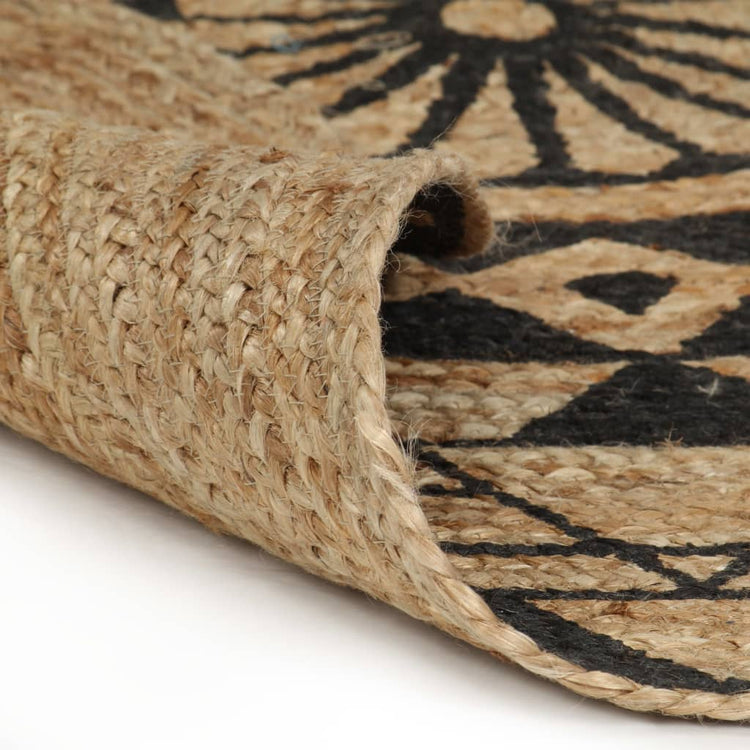 Vidaxl Teppich handgefertigt mit schwarzem Druck 150 cm Jute