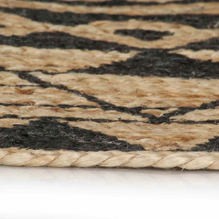 Vidaxl Teppich handgefertigt mit schwarzem Druck 150 cm Jute