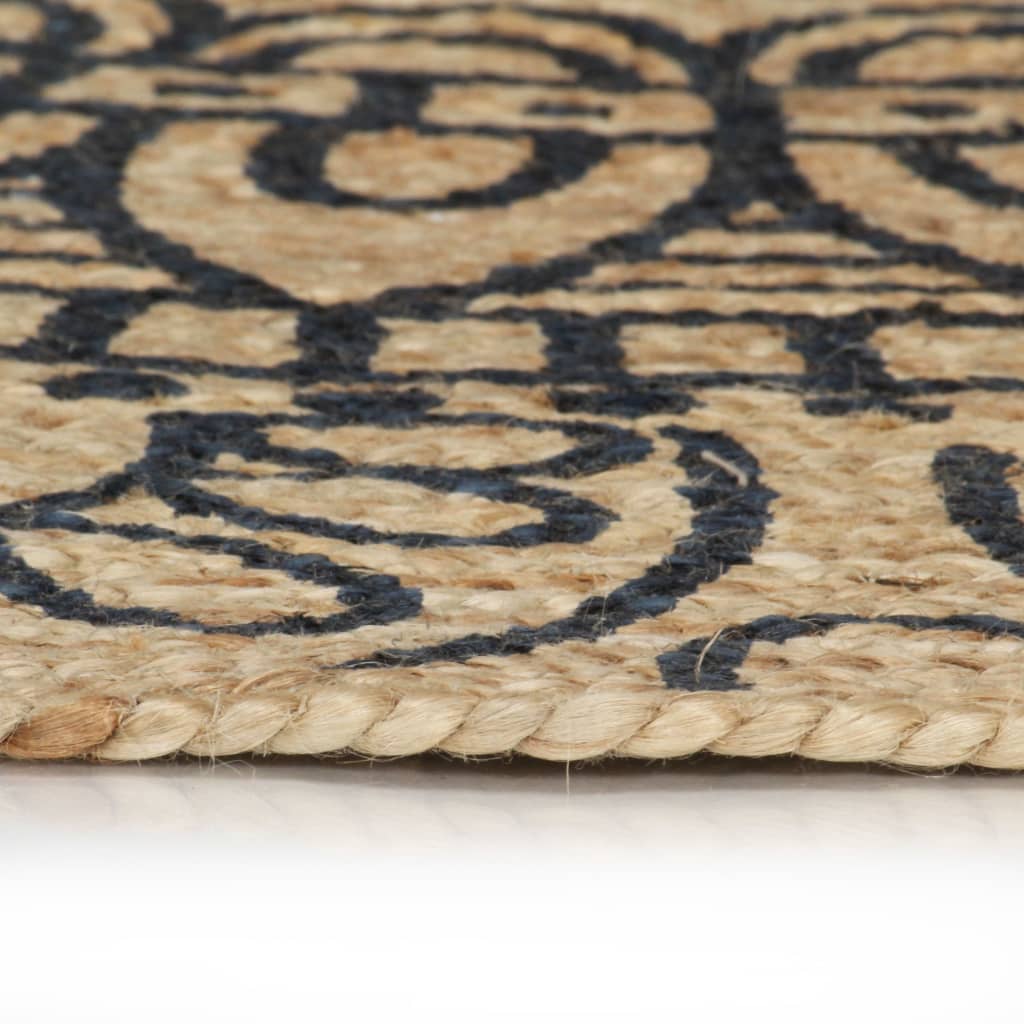 Vidaxl Teppich handgefertigt mit dunkelblauem 120 cm Jute