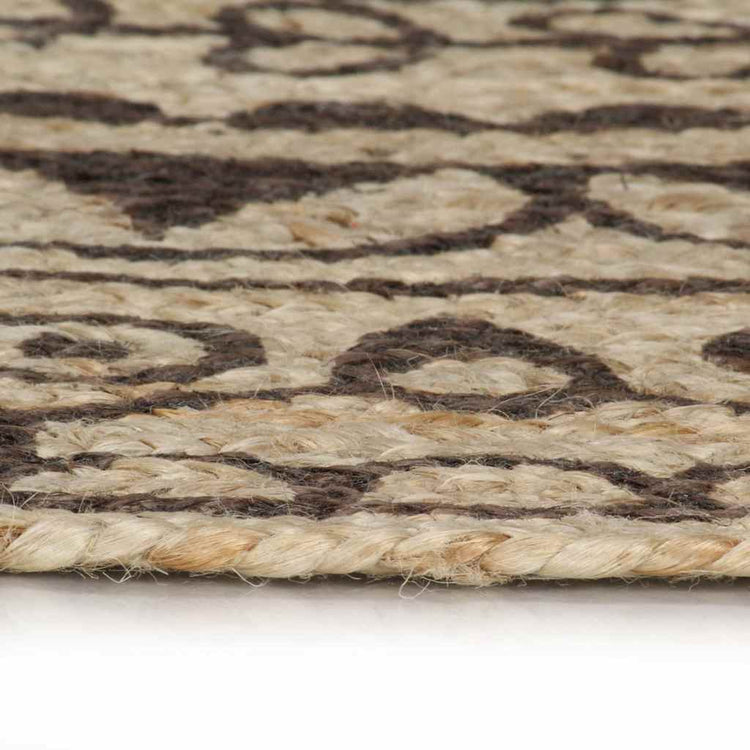 Vidaxl Teppich handgefertigt mit dunkelbraunem Druck 90 cm Jute